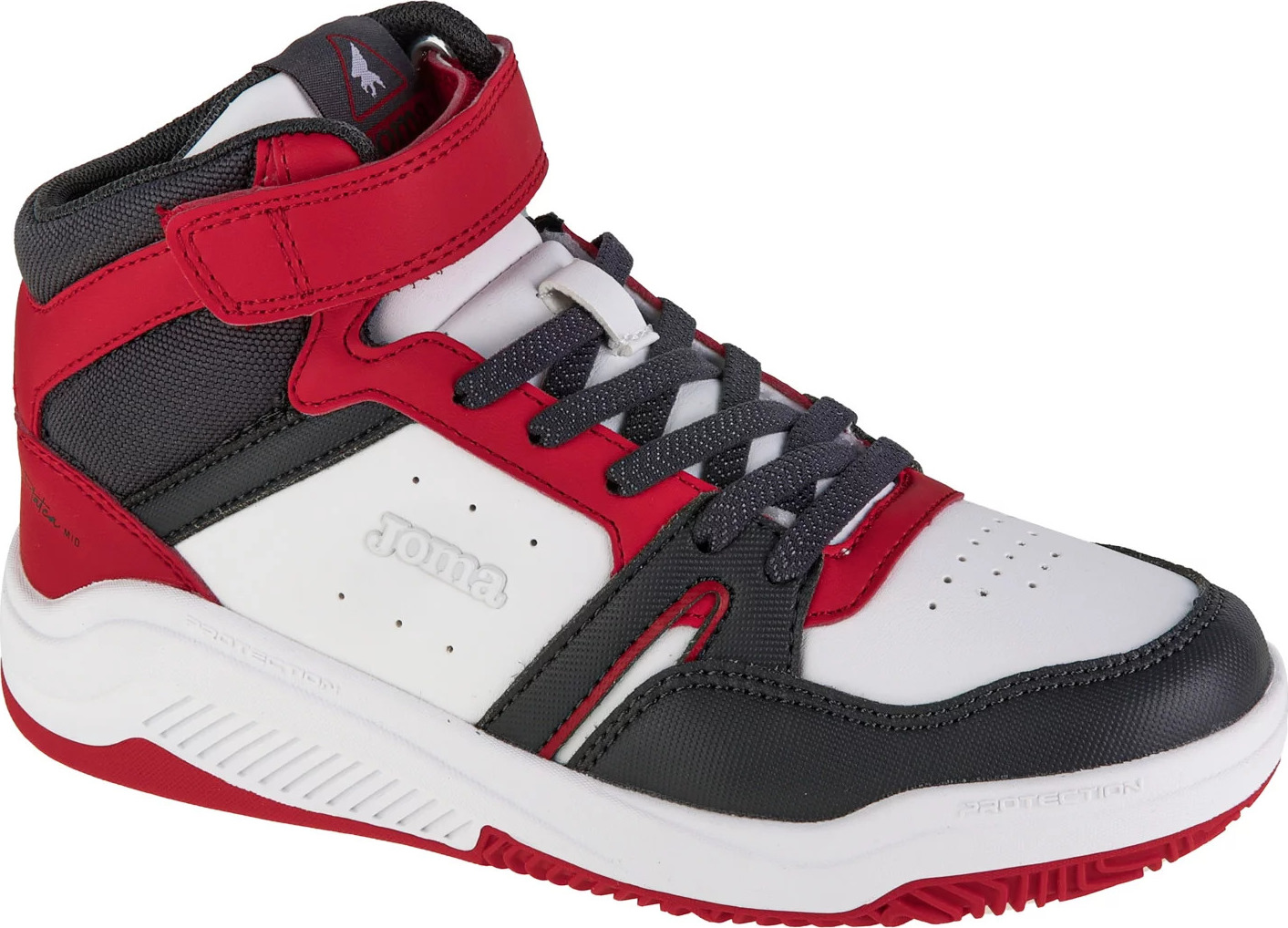 Bielo-červené chlapčenské členkové tenisky Joma Platea Mid Jr 2406 JPLAMS2406V Veľkosť: 31