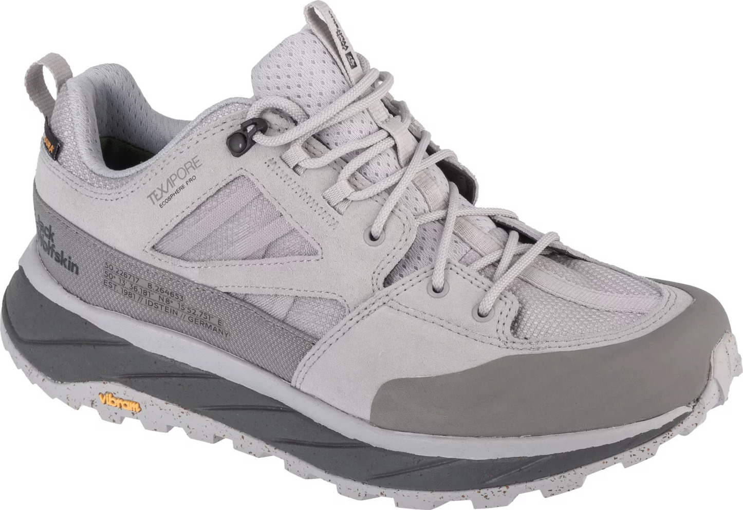 Svetlosivé pánske topánky na turistiku Jack Wolfskin Terraquest Texapore Low M 4056401-6301 Veľkosť: 44