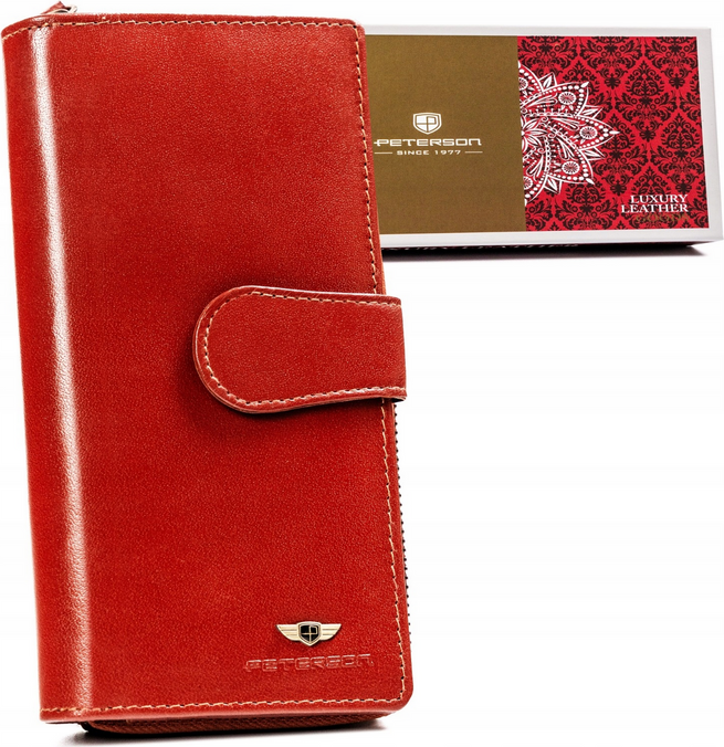 Peterson Hnedá veľká dámska peňaženka na zips a patentku Y428 [DH] PTN 2519-BO Veľkosť: ONE SIZE