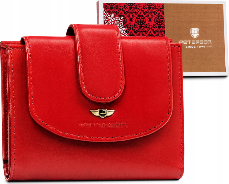 Peterson Červená kožená peňaženka strednej veľkosti Y299 [DH] PTN 2516-BO Veľkosť: ONE SIZE