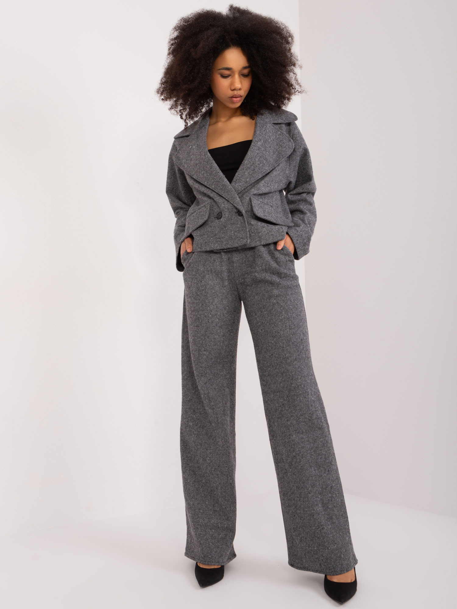 Tmavosivé kratšie sako LK-MA-509562-2.14X-dark grey Veľkosť: L/XL