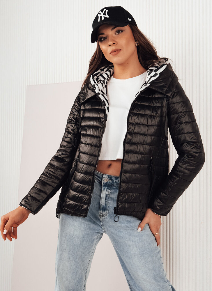 Čierna vzorovaná obojstranná bunda VANLY TY4270 Veľkosť: XL