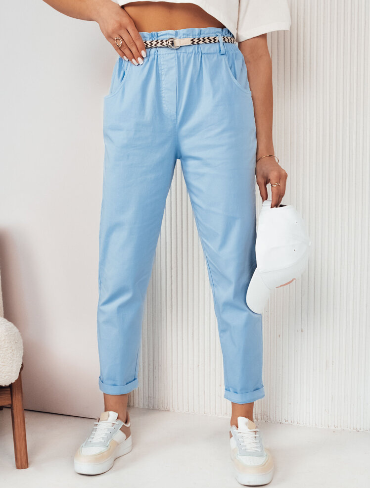 Svetlomodré rovné nohavice s pásikom ERLON UY2028 Veľkosť: ONE SIZE