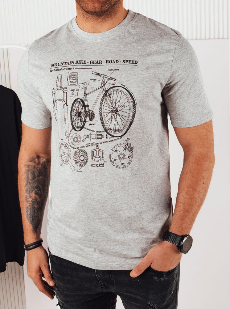 Sivé bavlnené tričko s potlačou RX5395 Veľkosť: 2XL