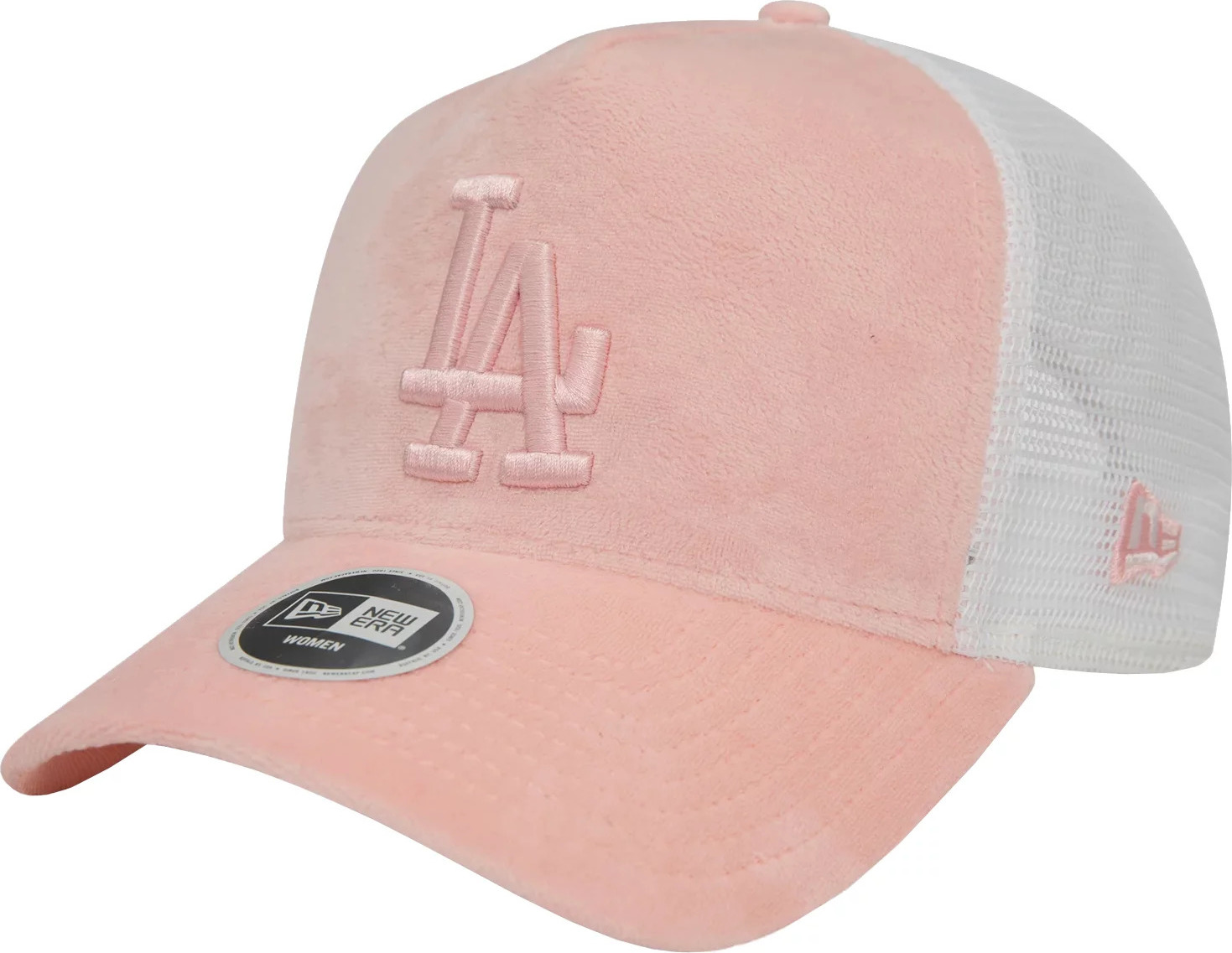 Svetloružová semišová šiltovka New Era Wmns LA Dodgers Velour Trucker Cap 60435011 Veľkosť: ONE SIZE