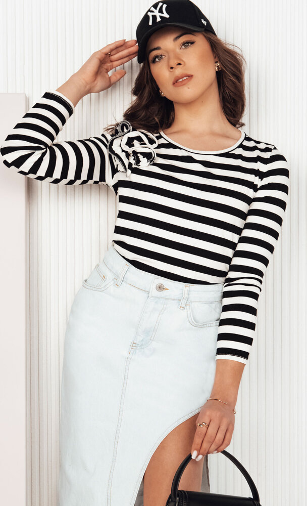 Čierno-biele pruhované tričko s volánom MORAS RY2483 Veľkosť: ONE SIZE