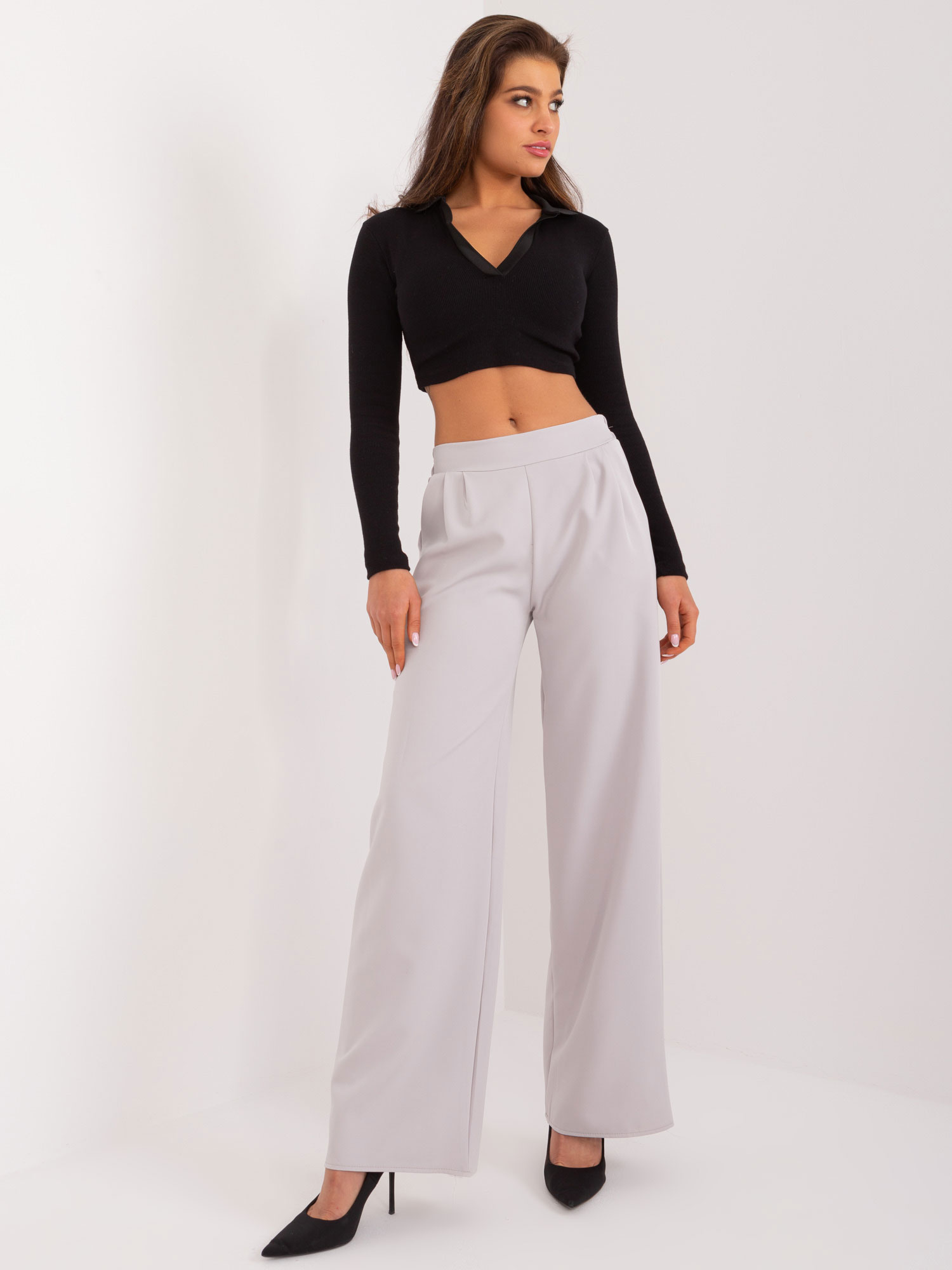 Svetlosivé elegantné nohavice WN-SP-8247.65-light grey Veľkosť: XL