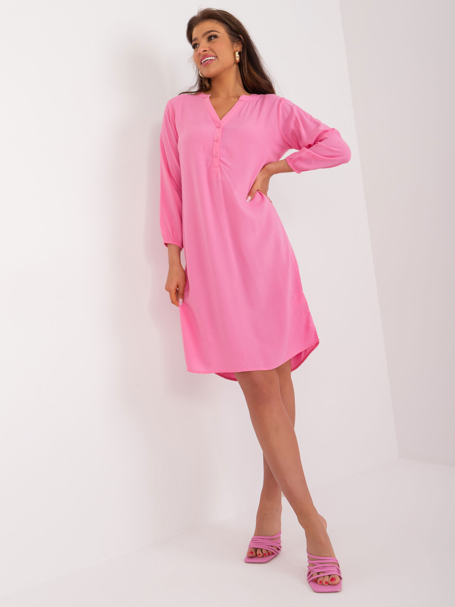Ružové košeľové šaty D73761M30427A-pink Veľkosť: M