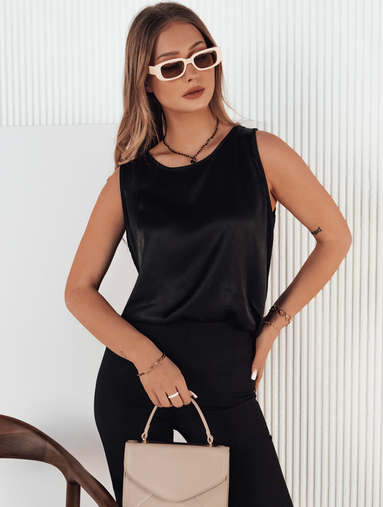 Čierny lesklý top FOSSAT RY2339 Veľkosť: ONE SIZE