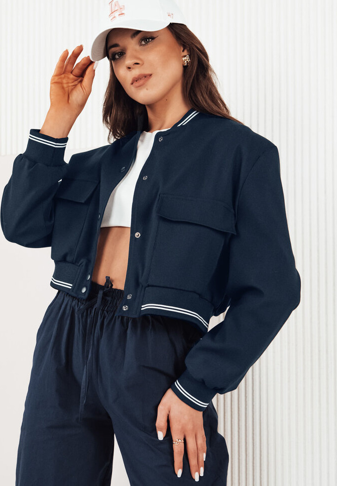 Tmavomodrá crop bomber bunda CHOMP TY4296 Veľkosť: S