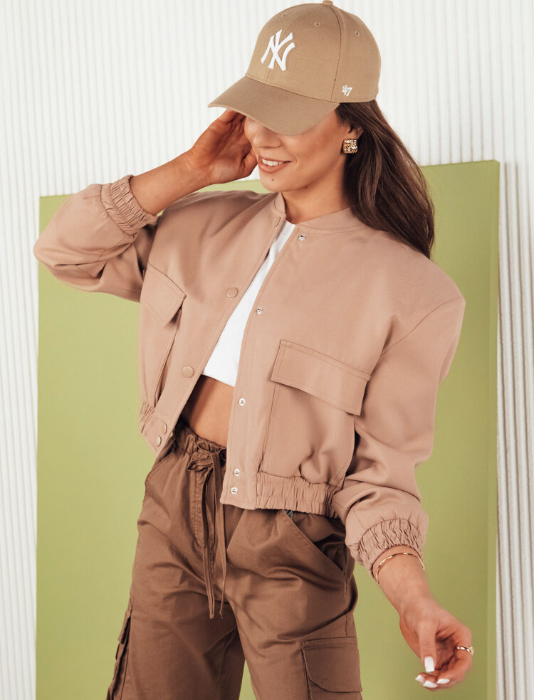 Béžová jarná crop bunda VERPI TY4297 Veľkosť: S
