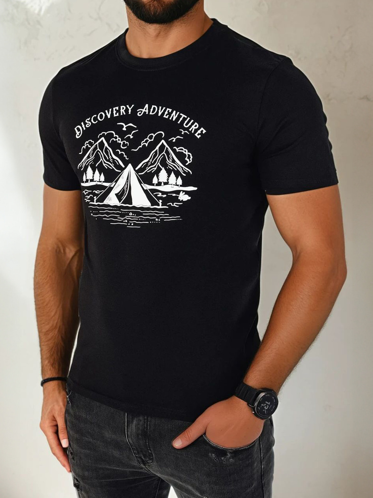 Čierne pánske tričko s potlačou ADVENTURE RX5413 Veľkosť: 2XL
