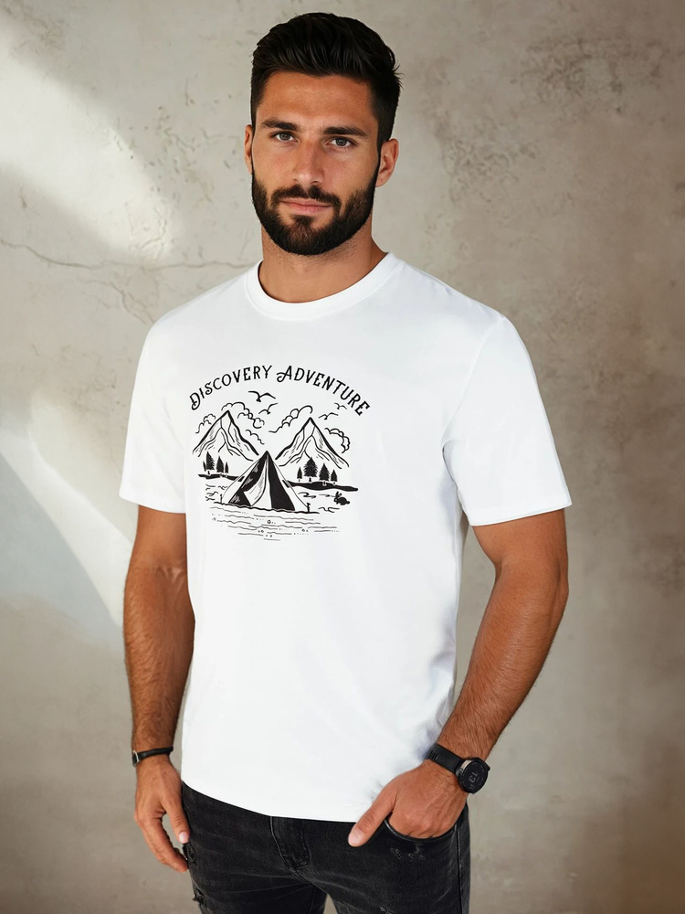 Biele pánske tričko s potlačou ADVENTURE RX5412 Veľkosť: M