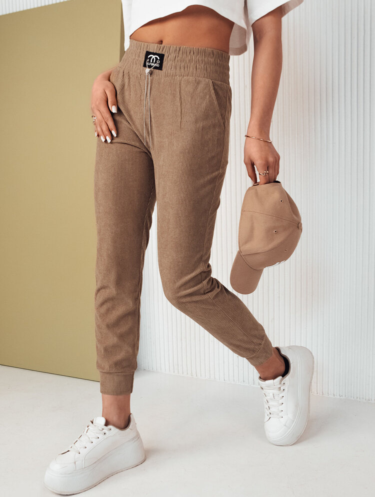 Hnedé menčestrové tepláky DERCY UY2045 Veľkosť: M/L