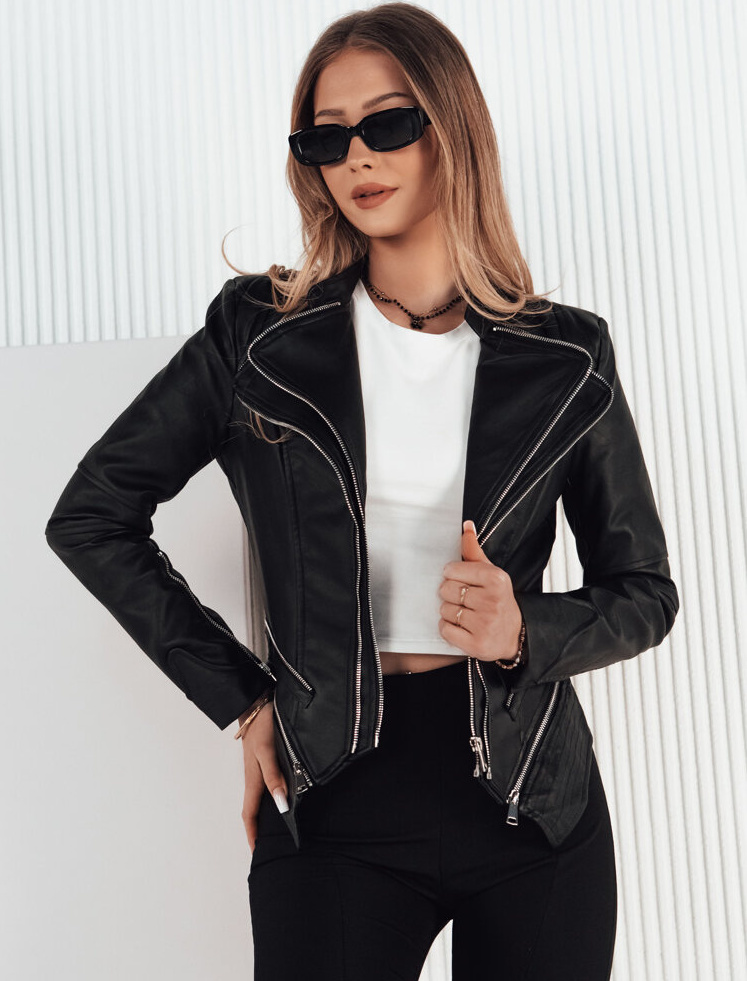 Čierna koženková bunda AGER TY4161 Veľkosť: M