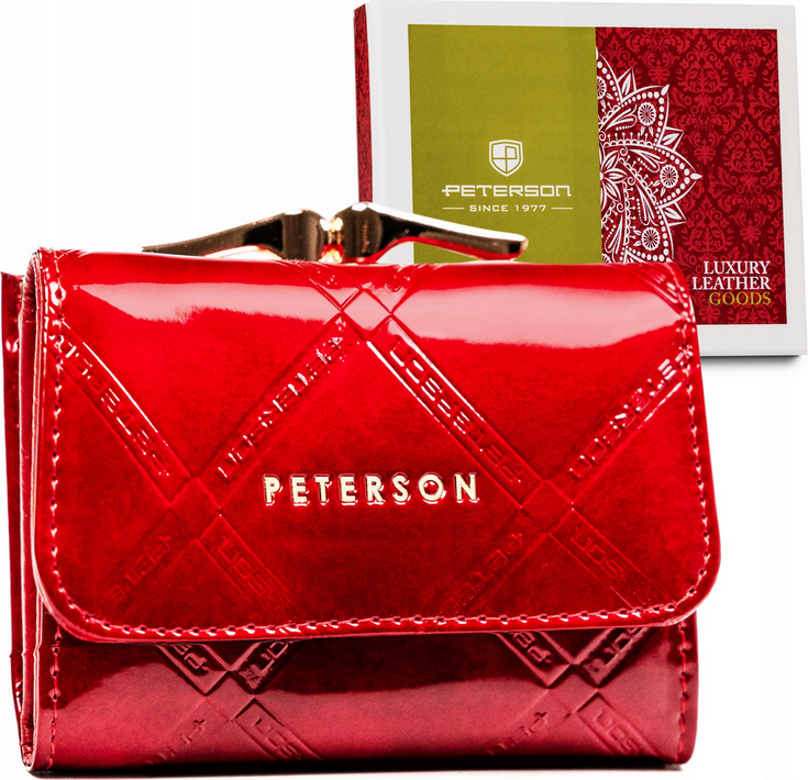 Peterson Červená malá lakovaná peňaženka s monogramom Y447 [DH] PTN 55287-PLT Veľkosť: ONE SIZE