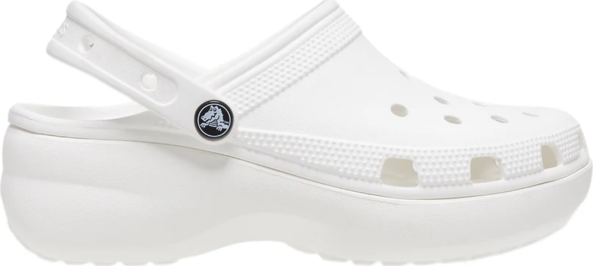 BIELE DÁMSKE ŠĽAPKY CROCS CLASSIC PLATFORM CLOG 206750-100 Veľkosť: 37/38