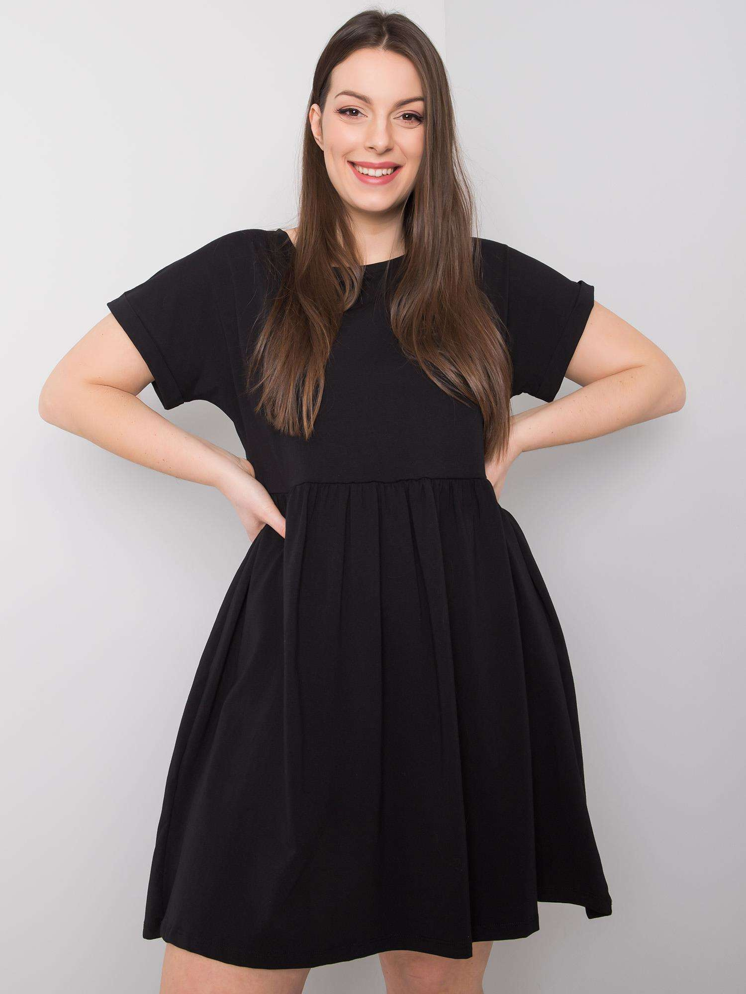Čierne dámske basic šaty -RV-SK-6292.09P-black Veľkosť: 3XL