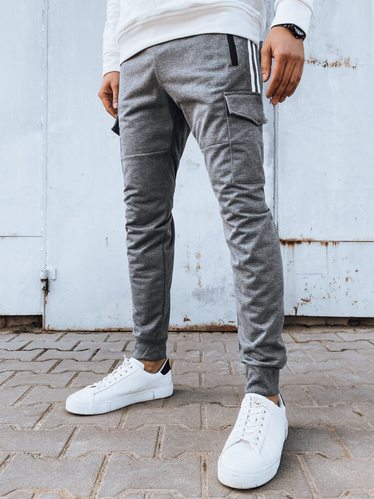 Sivé tepláky s cargo vreckami UX4275 Veľkosť: 2XL/3XL
