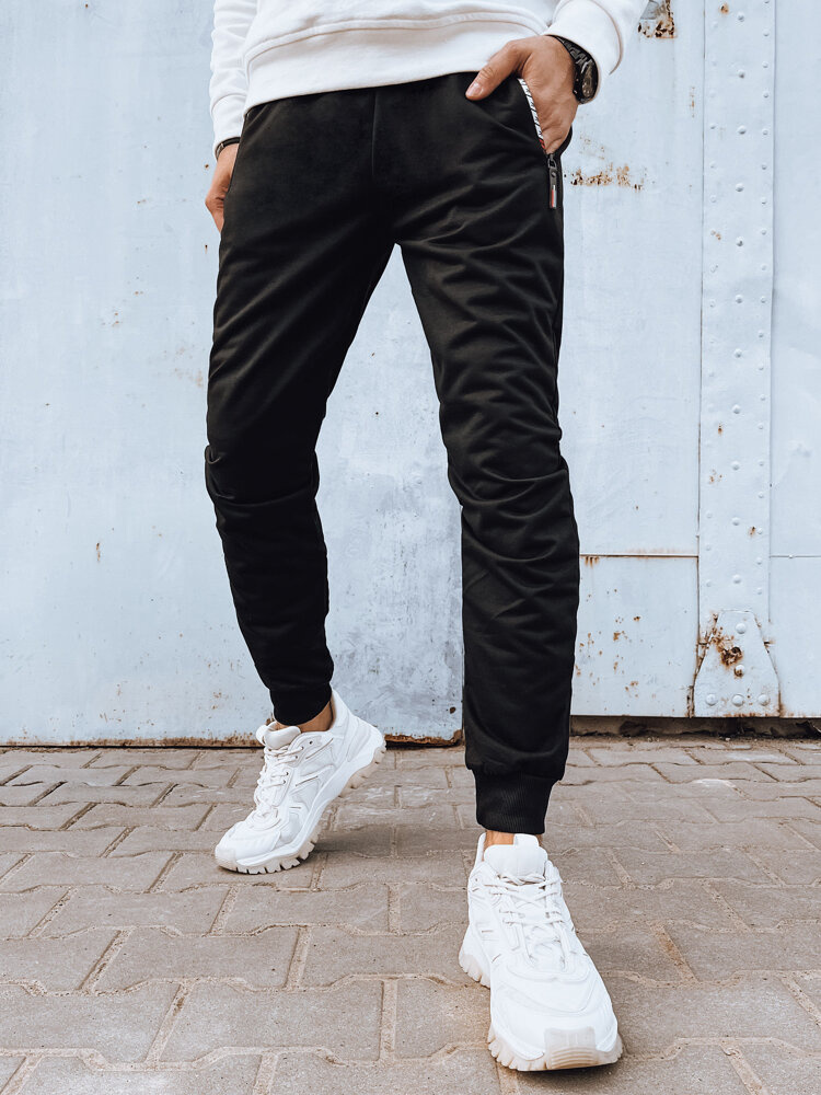 Čierne pánske tepláky s vreckami na zips UX4277 Veľkosť: XL/2XL