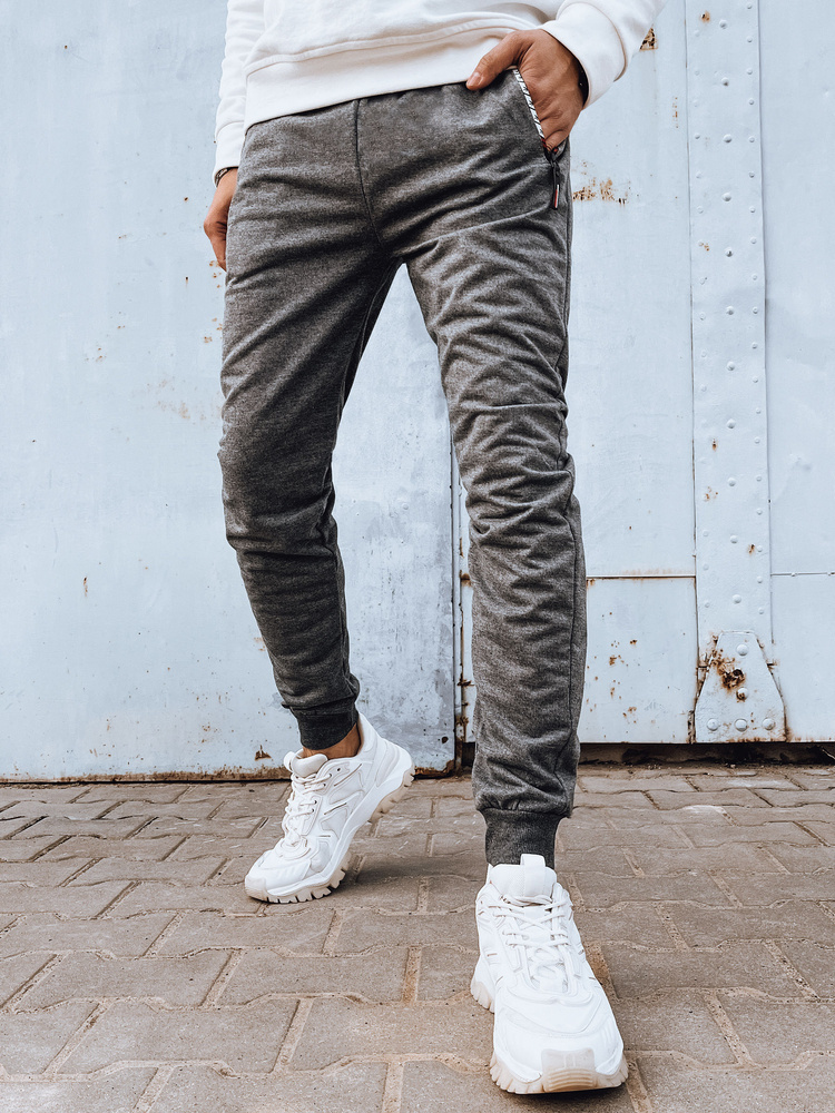 Sivé pánske tepláky s vreckami na zips UX4278 Veľkosť: M/L