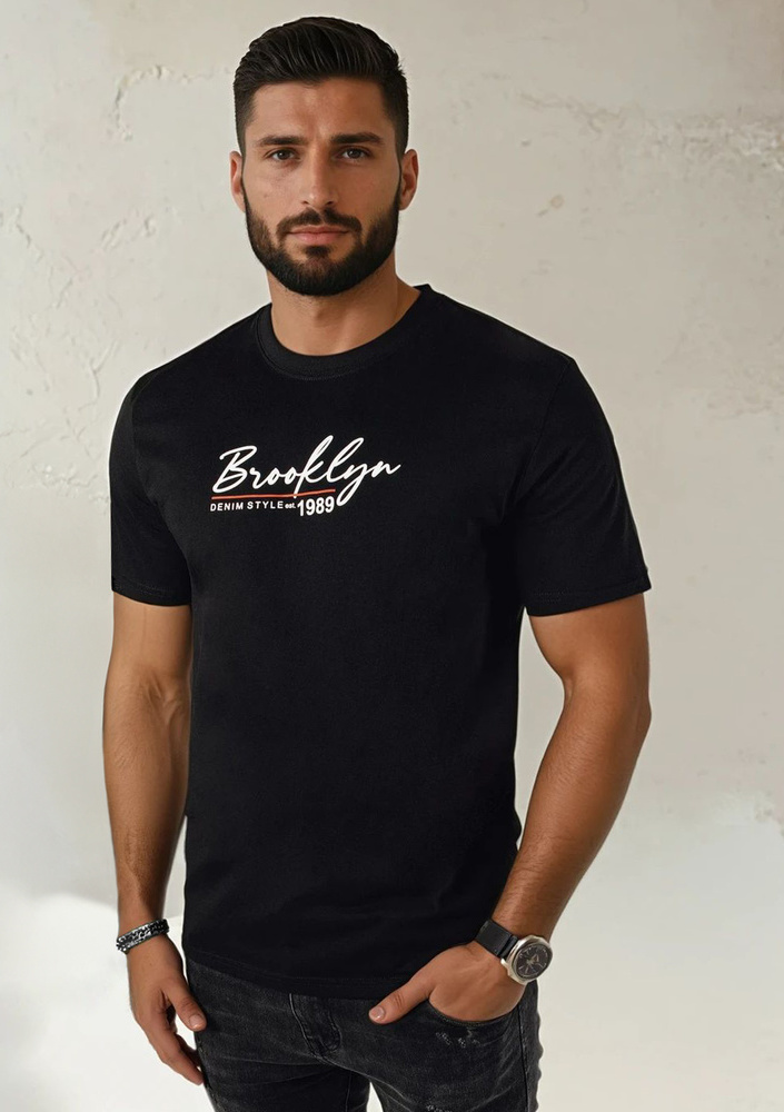 Čierne tričko s nápisom BROOKLYN RX5403 Veľkosť: M