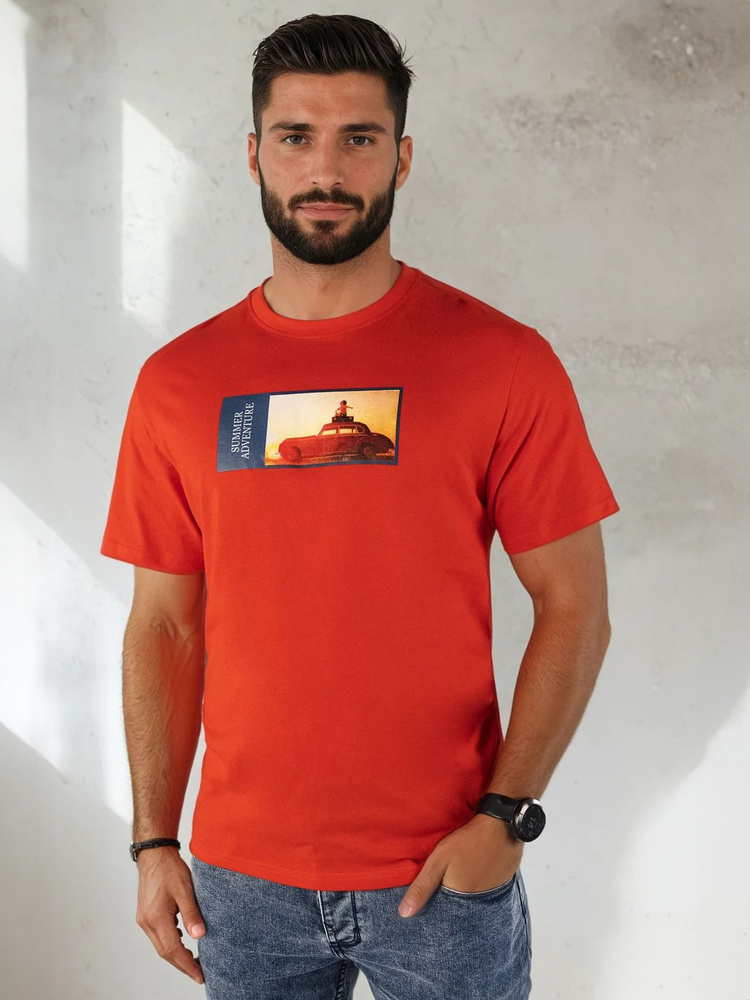 Červené pánske tričko s potlačou RX5486 Veľkosť: 2XL