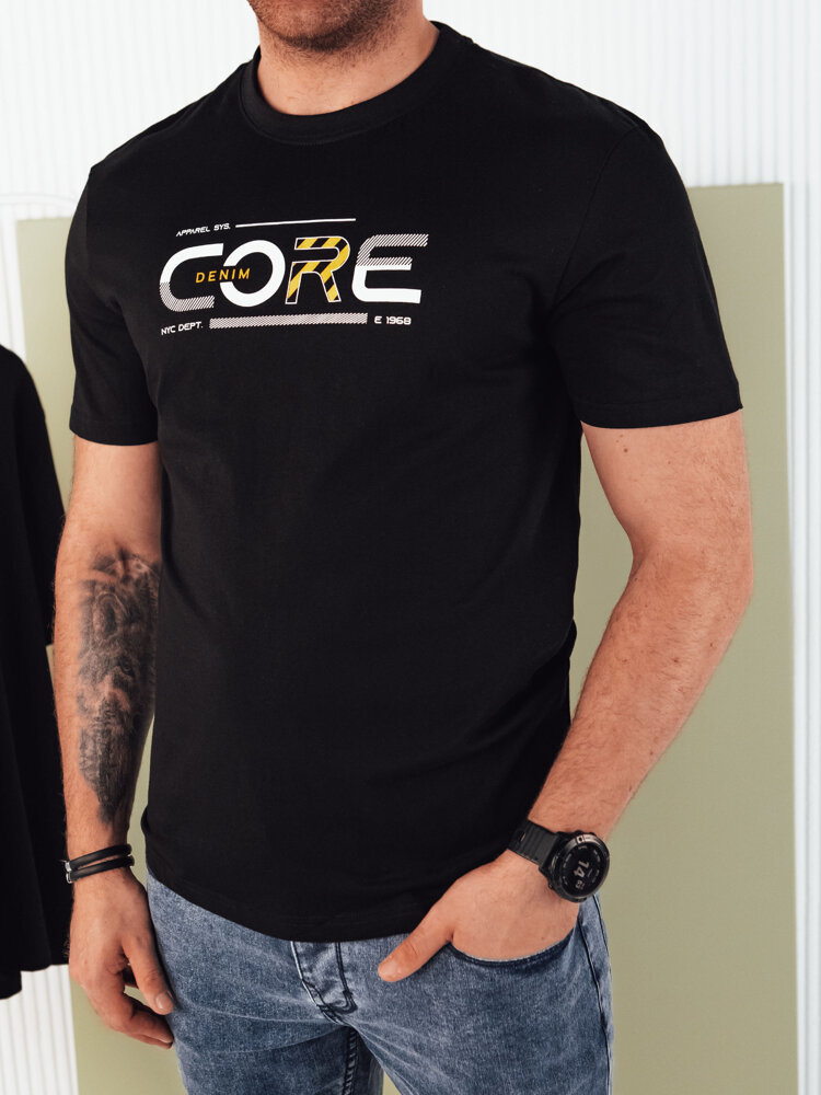 Čierne pánske tričko s potlačou CORE RX5419 Veľkosť: 2XL
