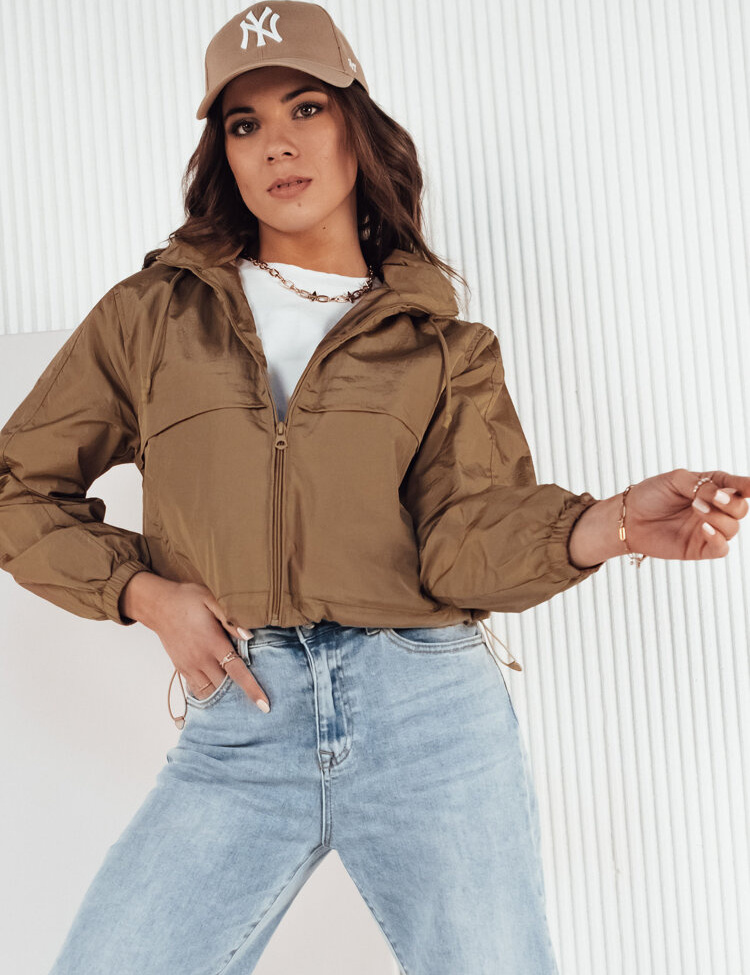 Hnedá krátka crop bunda GRAUS TY4235 Veľkosť: S