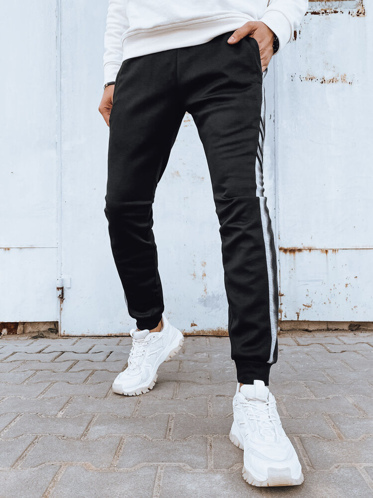 Čierne pánske tepláky s pruhom UX4195 Veľkosť: 2XL