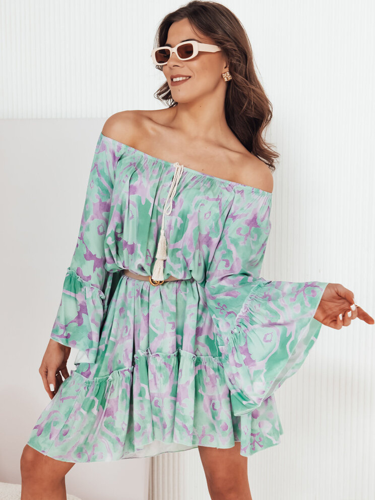 Zelené vzorované voľné šaty FIONUALA EY2483 Veľkosť: ONE SIZE