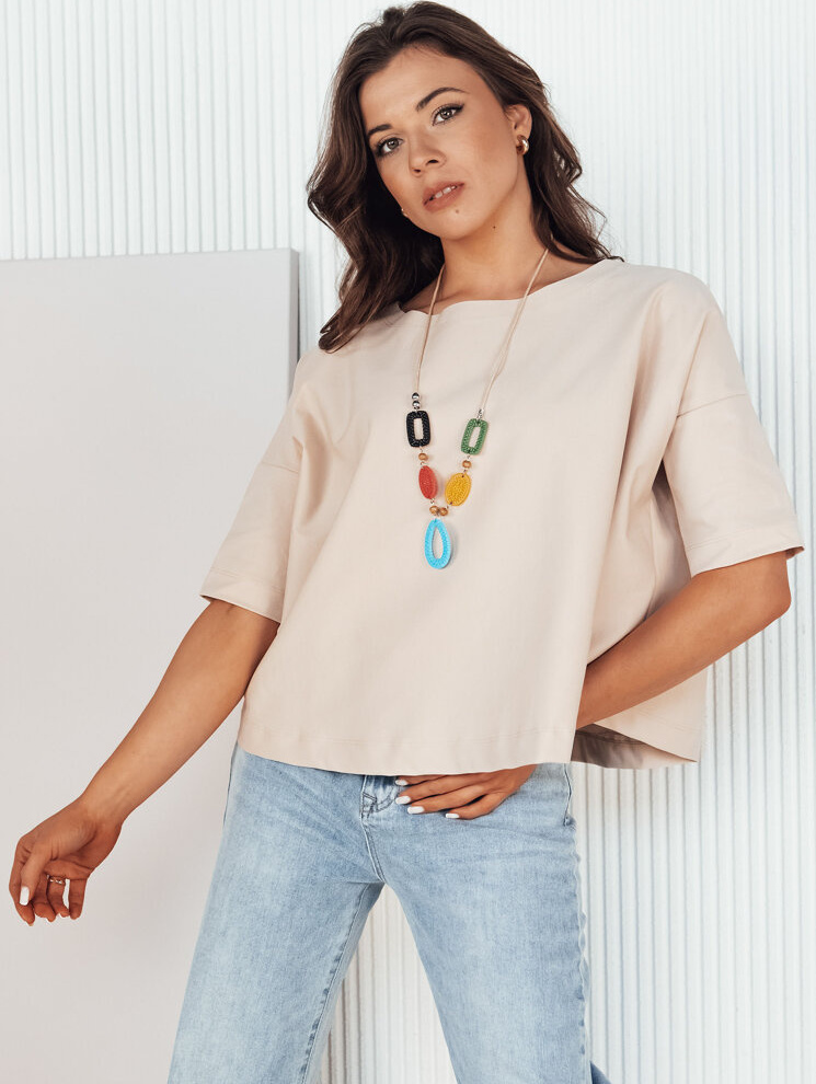 Svetlobéžové oversize tričko BULS RY2505 Veľkosť: ONE SIZE