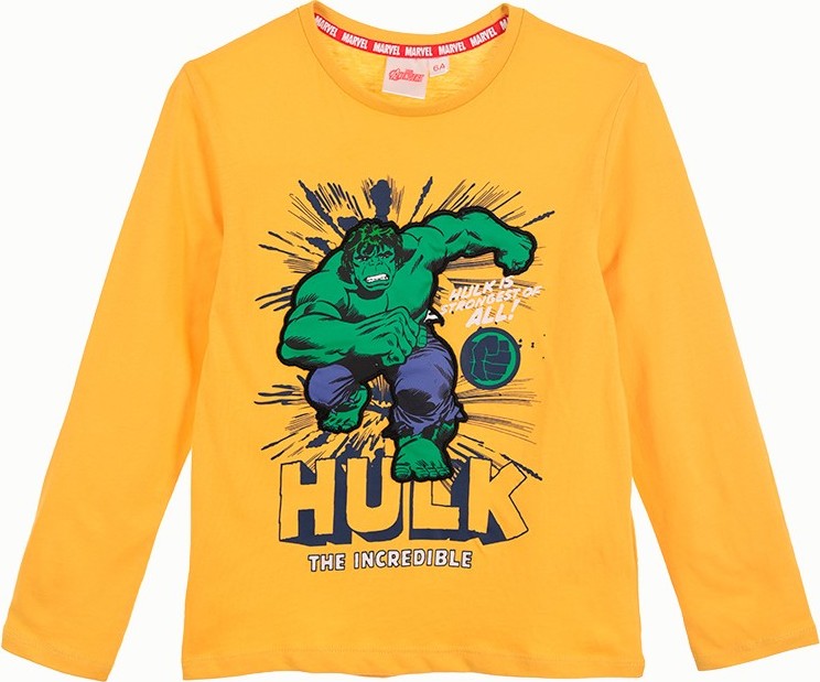 Žlté chlapčenské tričko Avengers - Hulk Veľkosť: 104