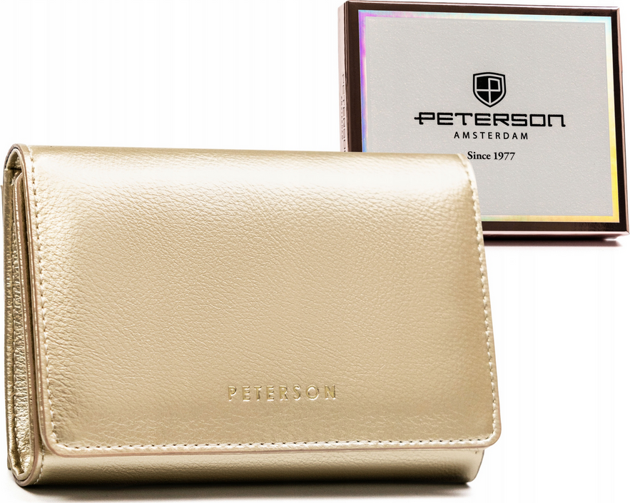 Peterson zlatá stredná peňaženka s chlopňou Y670 PTN 013-HRH Veľkosť: ONE SIZE