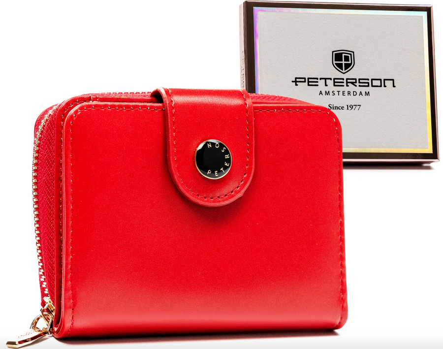 Peterson červená hladká malá peňaženka Y661 PTN 014-JI Veľkosť: ONE SIZE