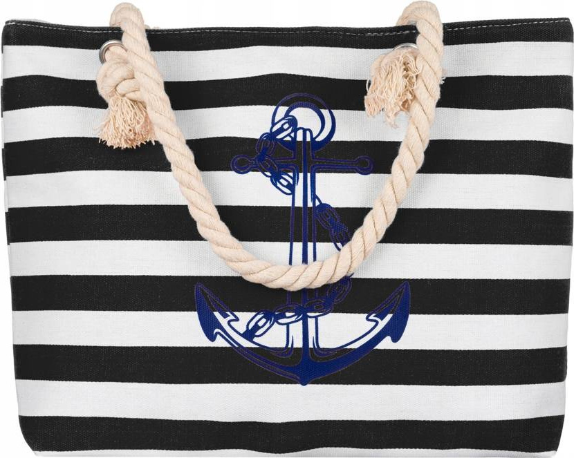 Čierno-biela dámska pruhovaná plážová taška [DH] 304 Veľkosť: ONE SIZE