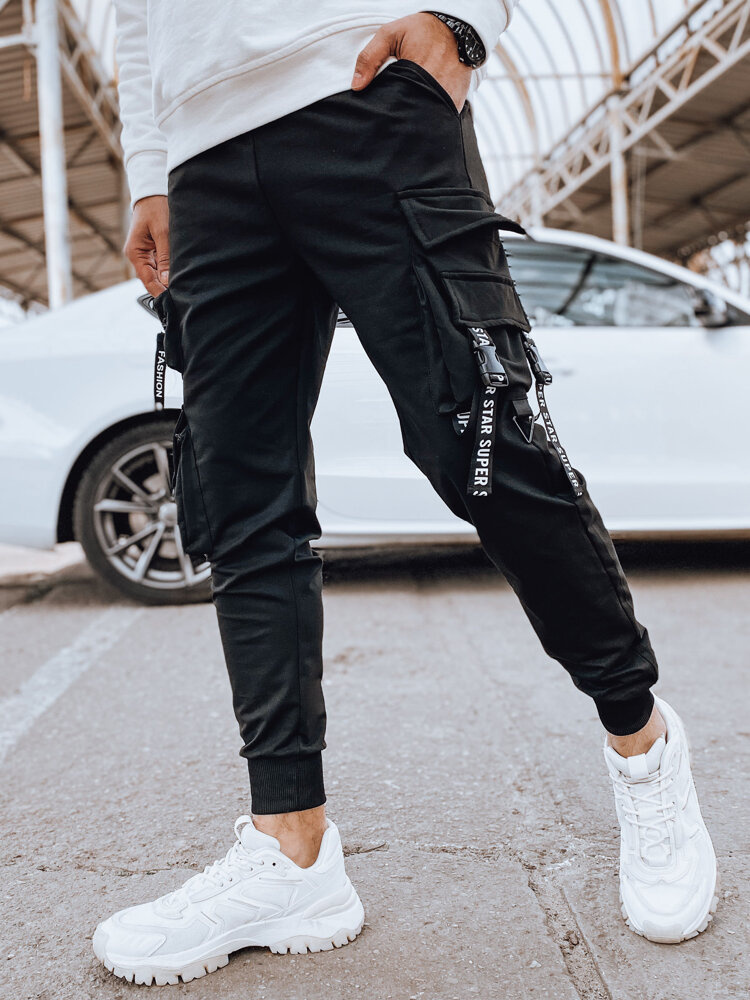 Čierne cargo tepláky s vreckami UX4214 Veľkosť: XL