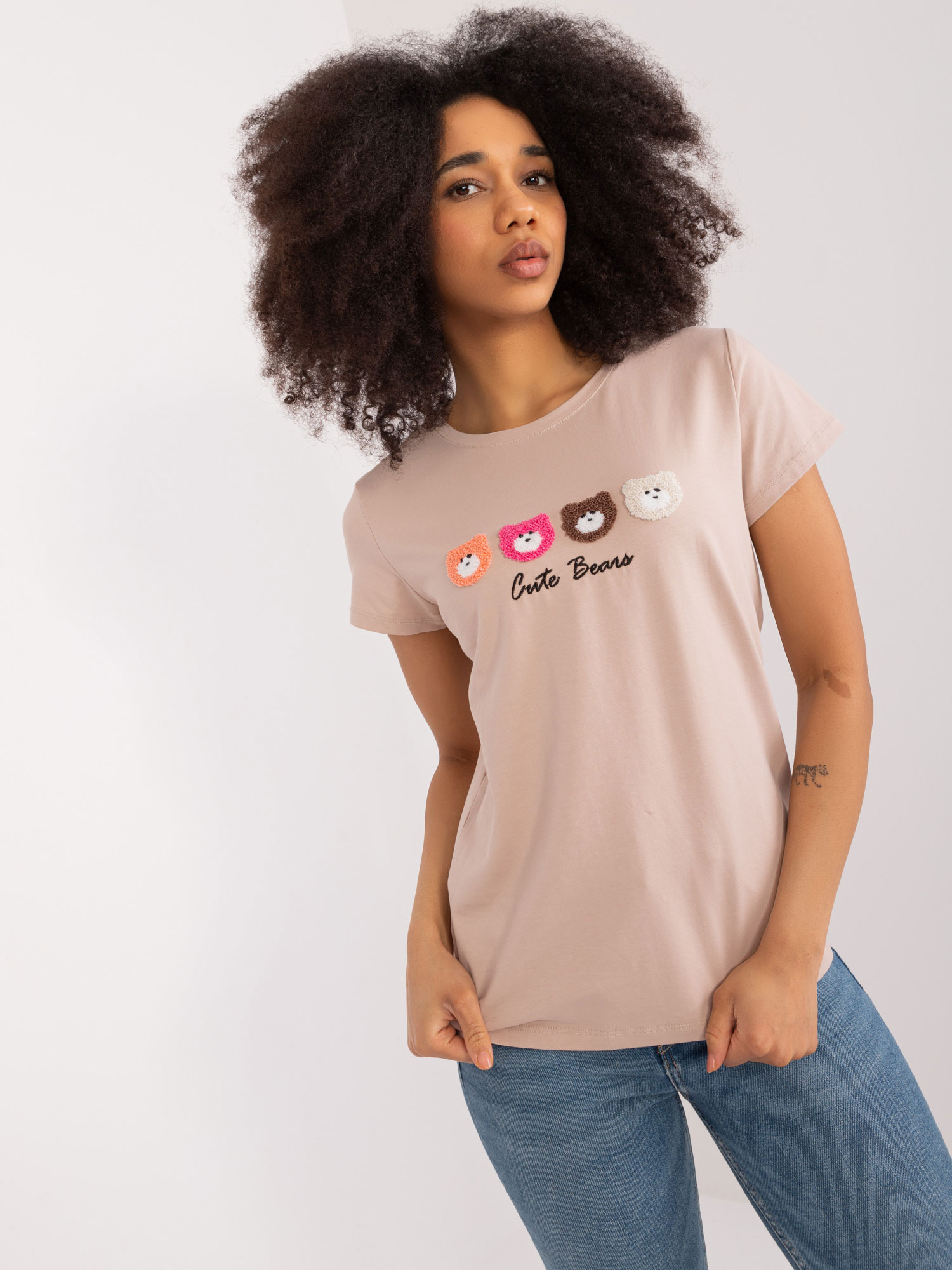 Béžové tričko s potlačou RV-BZ-9625.56-beige Veľkosť: L/XL