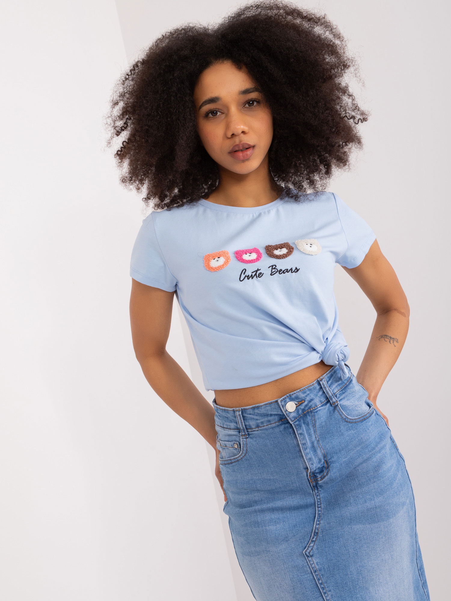 Svetlomodré tričko s potlačou RV-BZ-9625.56-light blue Veľkosť: S/M