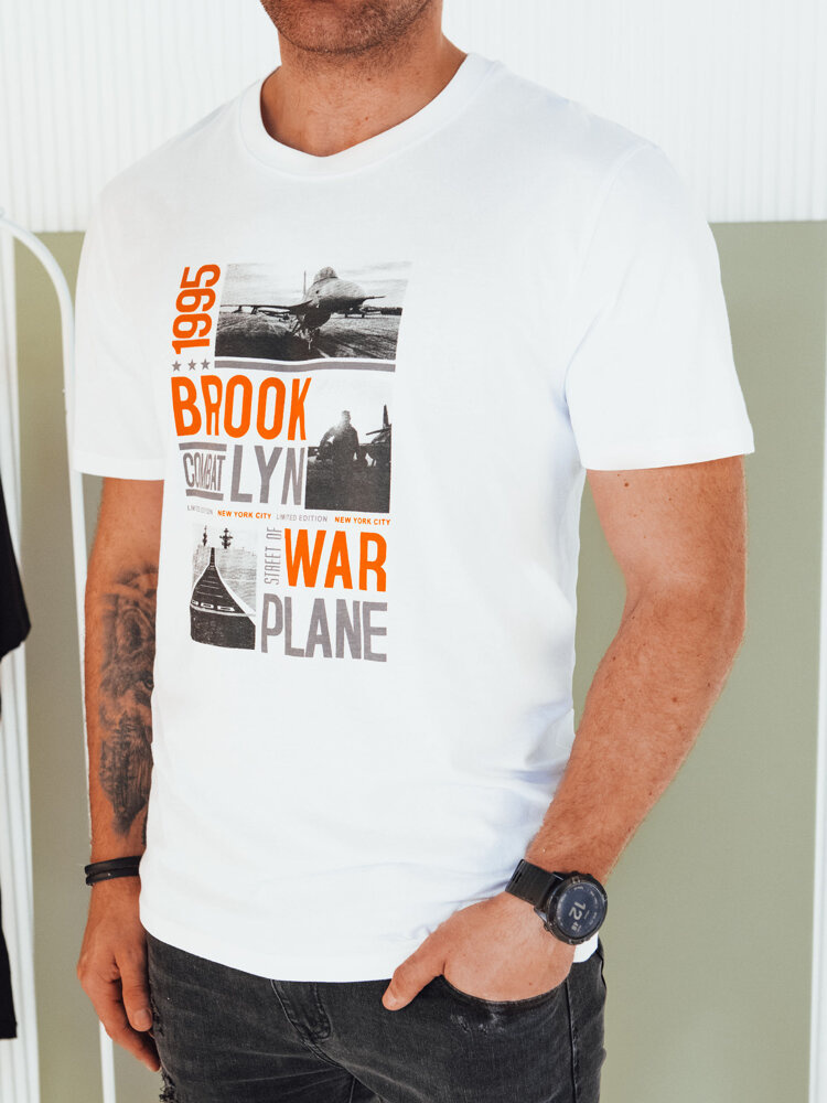 Biele pánske tričko s potlačou BROOKLYN RX5451 Veľkosť: M