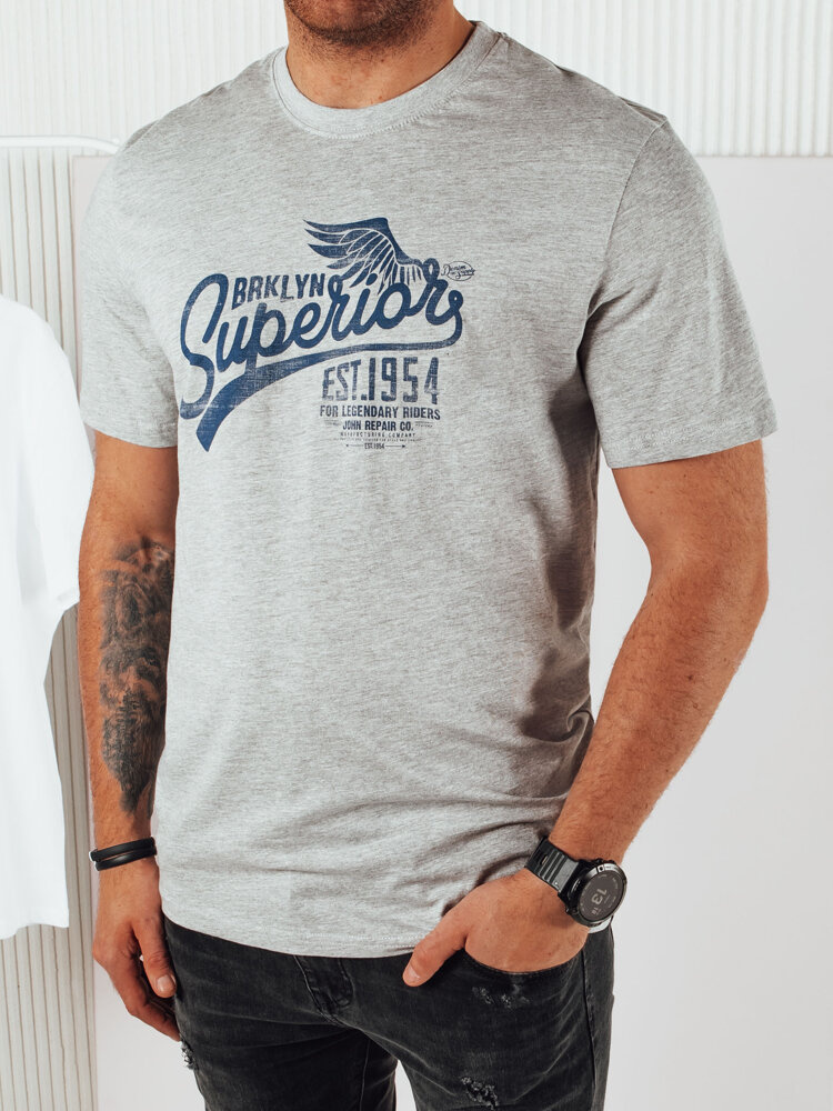 Svetlosivé pánske tričko s potlačou RX5365 Veľkosť: 2XL