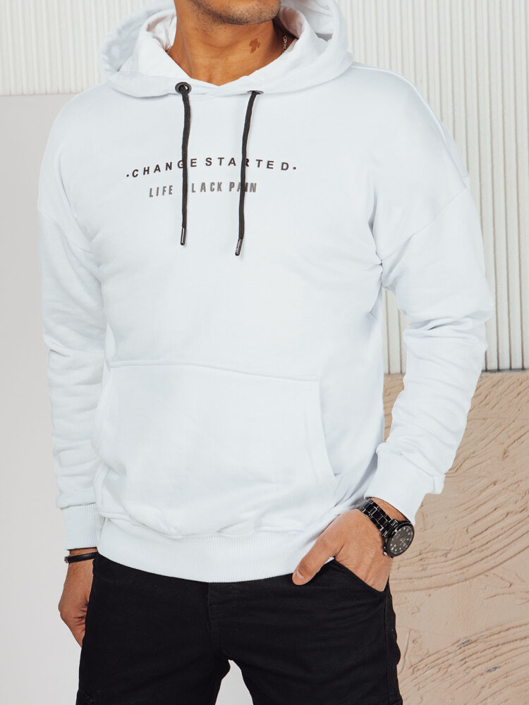 Biela pánska mikina s nápisom BX5721 Veľkosť: 2XL
