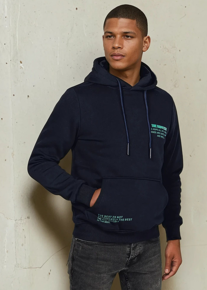 Tmavomodrá mikina s kapucňou Dstreet BX5689 Veľkosť: S