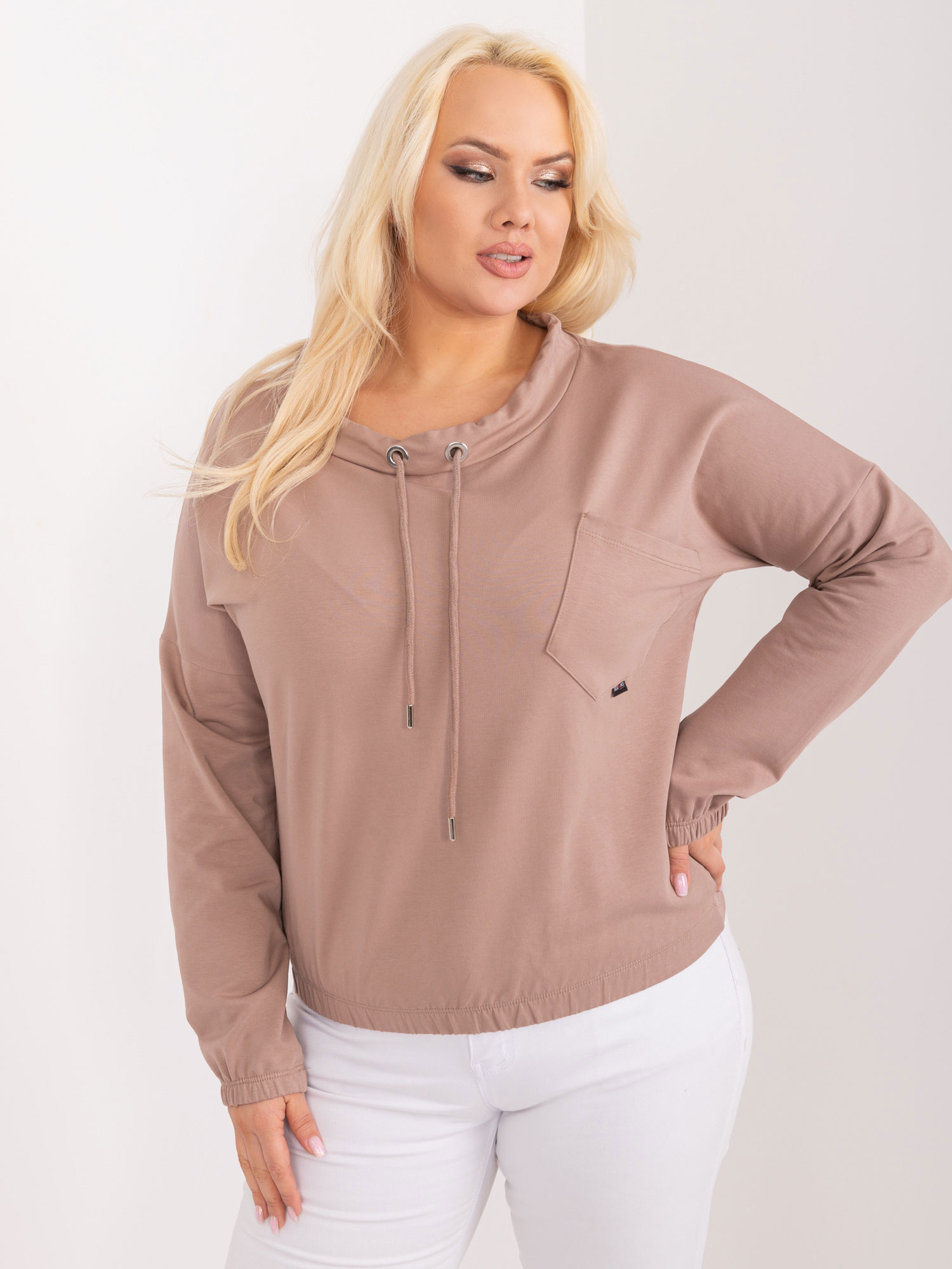 Svetlohnedé tričko so šnúrkami RV-BZ-9234.38-light brown Veľkosť: ONE SIZE