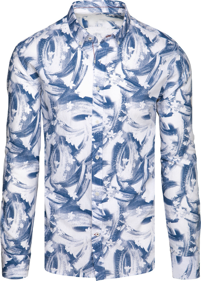 Modrá vzorovaná košeľa DX2572 Veľkosť: M