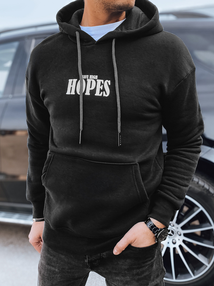 Čierna mikina s kapucňou a potlačou na chrbte BX5662 Veľkosť: S