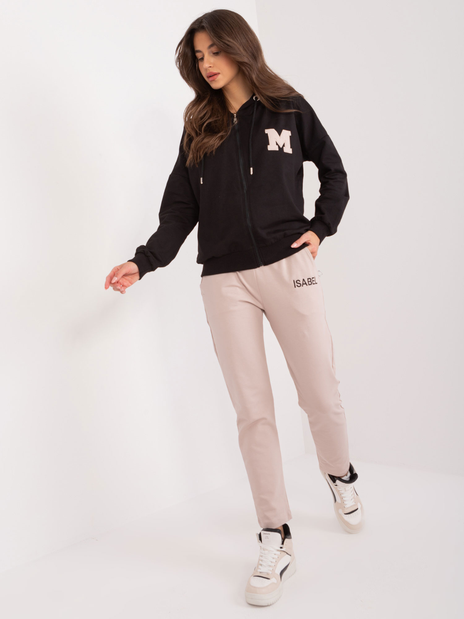 Čierno-béžová tepláková súprava RV-KMPL-9178.27-black-beige Veľkosť: S/M