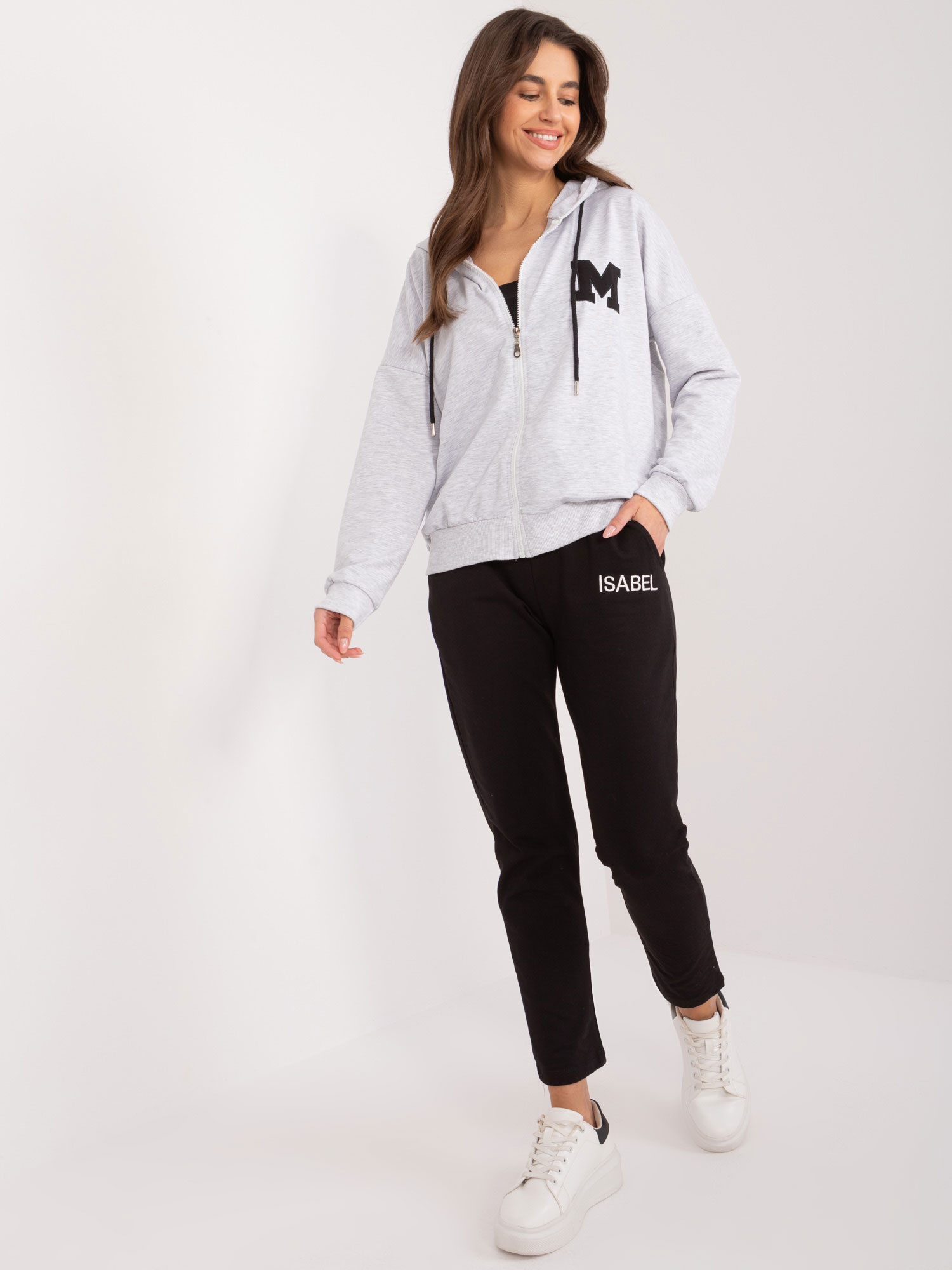 Sivo-čierna tepláková súprava RV-KMPL-9178.27-grey-black Veľkosť: S/M
