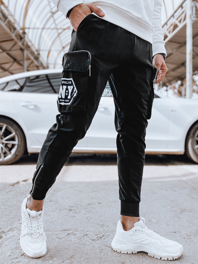 Čierne pánske jogger tepláky s vreckami UX4309 Veľkosť: 2XL