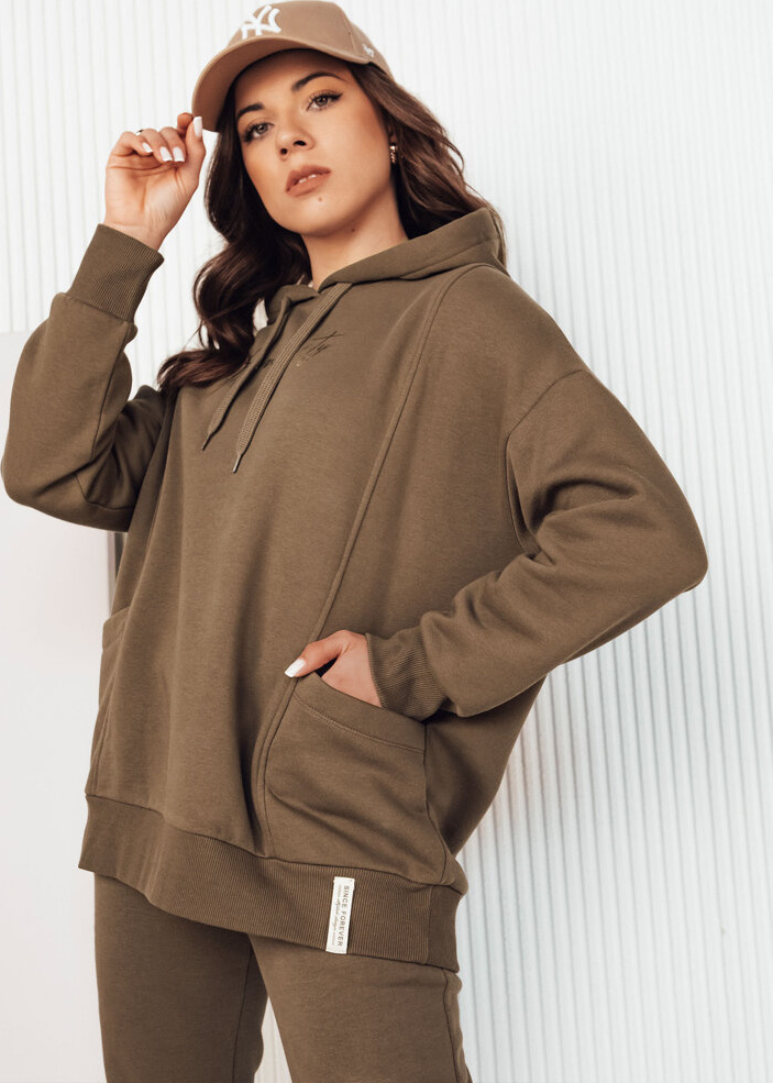 Tmavohnedá mikina s vreckami a jemnou potlačou ALIEENS BY1278 Veľkosť: XS